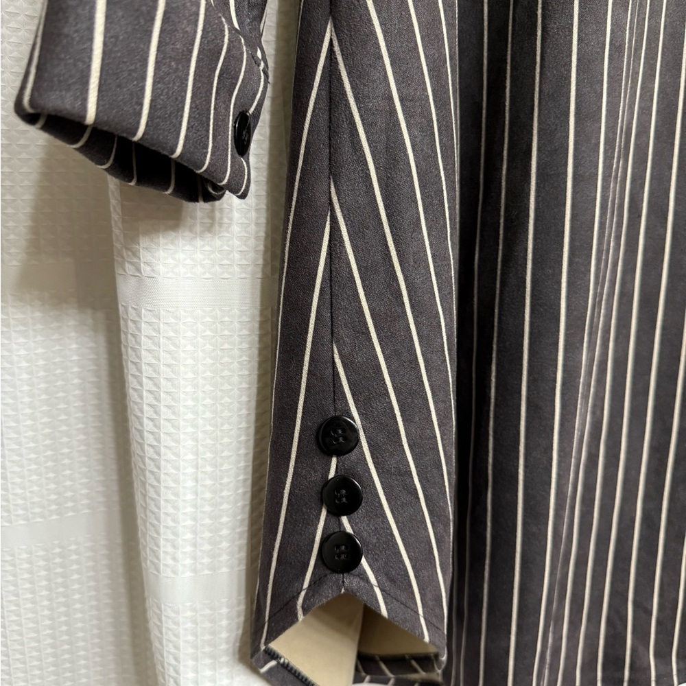 She Chocolate Gray and White Striped Shirt - Picture 8 of 10